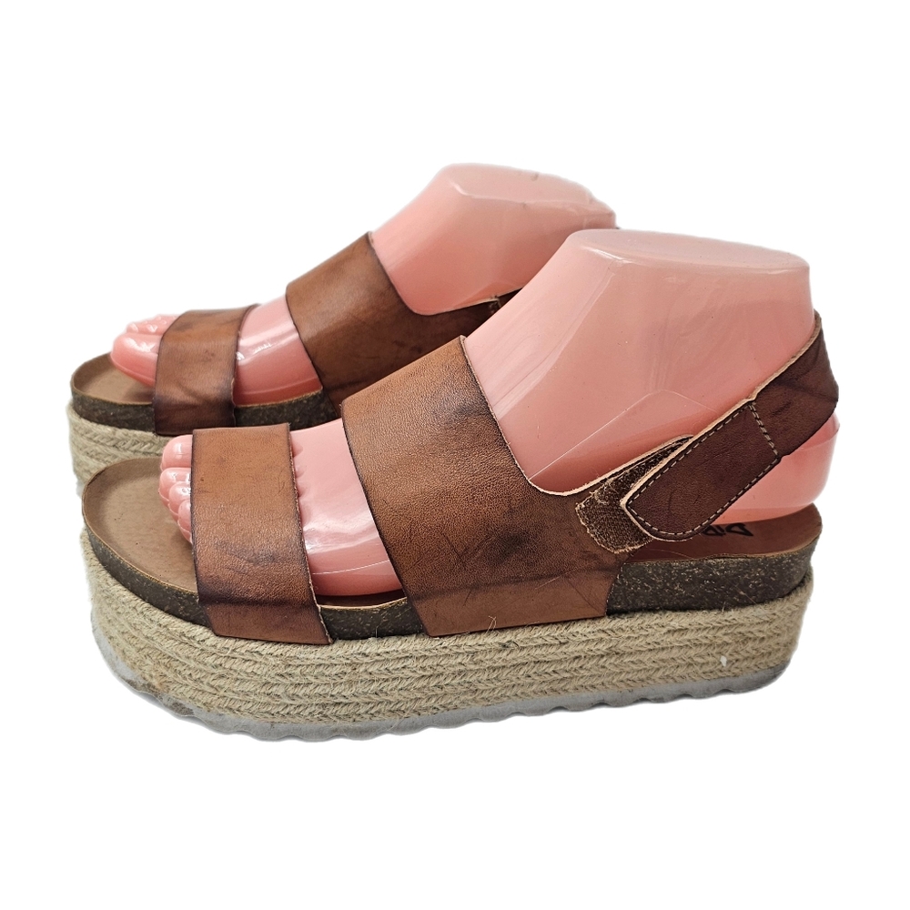 Dirty Laundry Peyton Espadrille Platform Wedge Sandals Saddle Brown 8